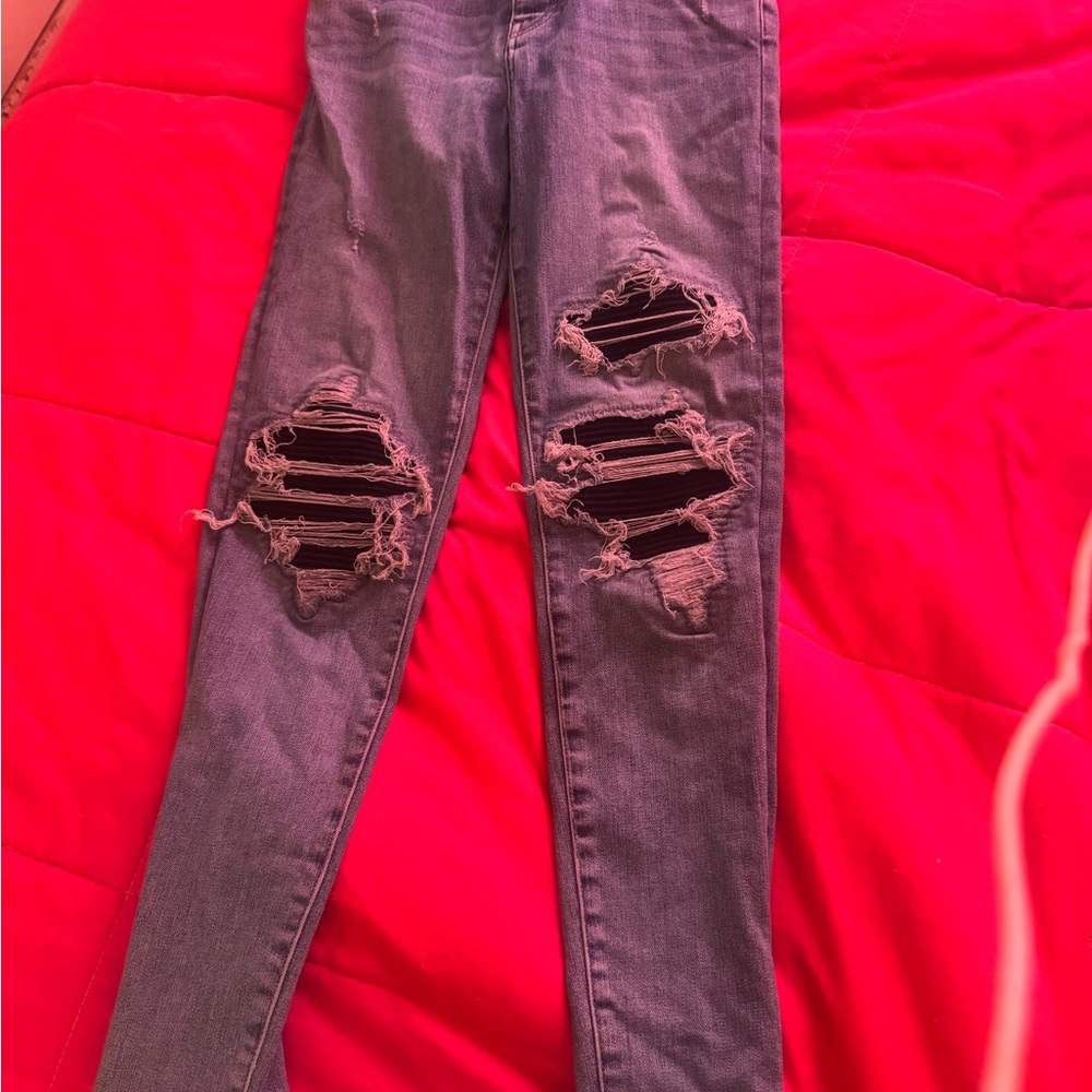 AMIRI Blue Skinny Distressed Jeans
